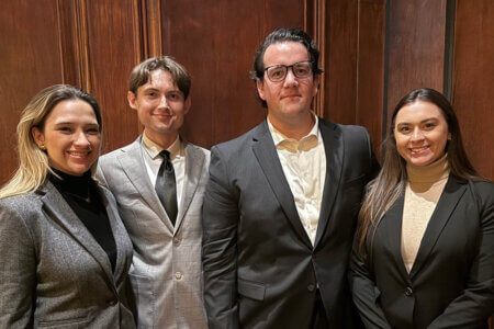 Kendall Michaelis (2L), Anthony “Kash” Maley (2L), Scott Lopez (3L) and Caroline Villarreal (2L) recently competed in the ABA National Negotiation Competition Finals in Chicago.